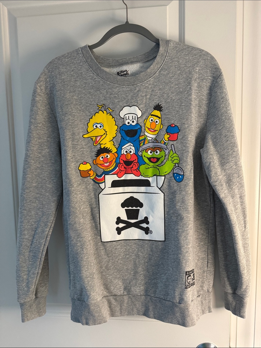 Johnny Cupcakes Gray Crewneck with Sesame Street Print